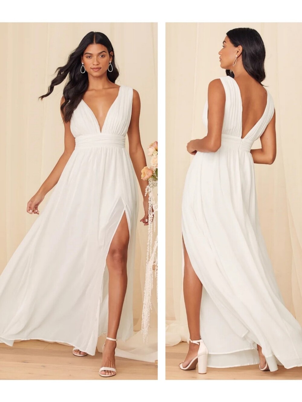 Lulus Heavenly Hues White Maxi Dress White Bridal Size 3X Wedding